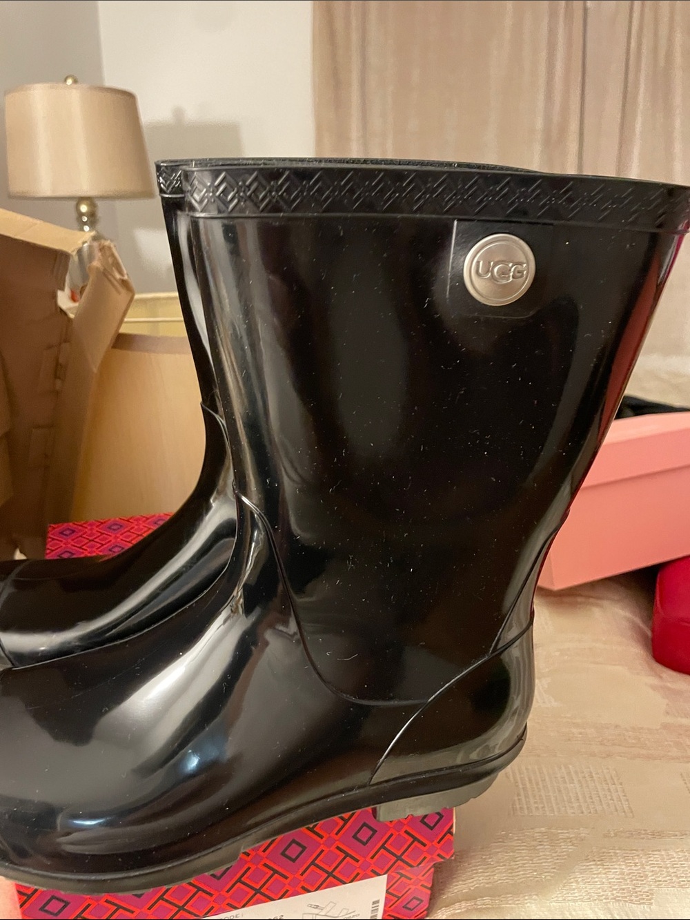 UGG Black Gloss Rain Short Boots